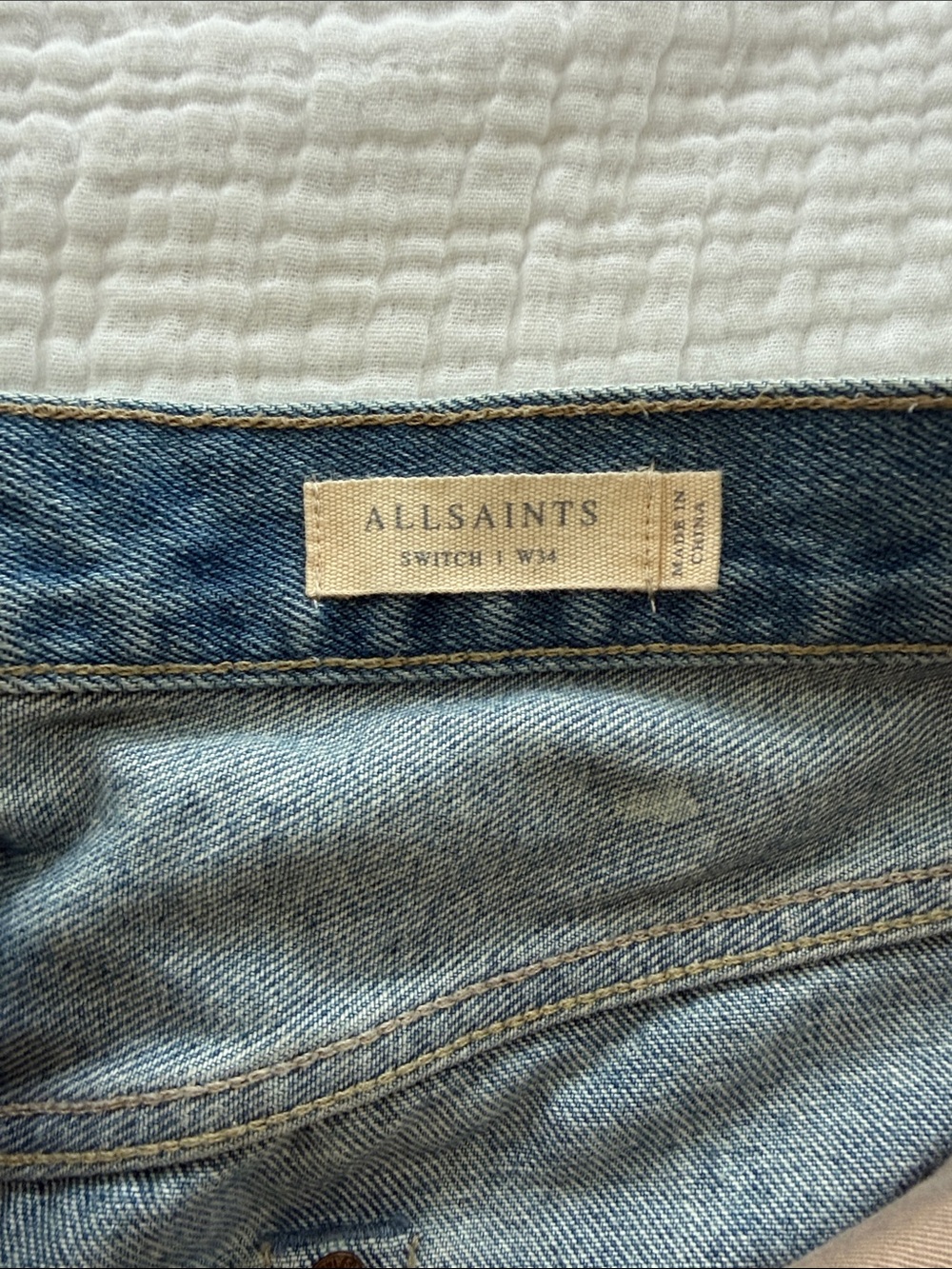 All Saints Men's Washed Blue Distressed Denim Shorts - Picture 2 of 6